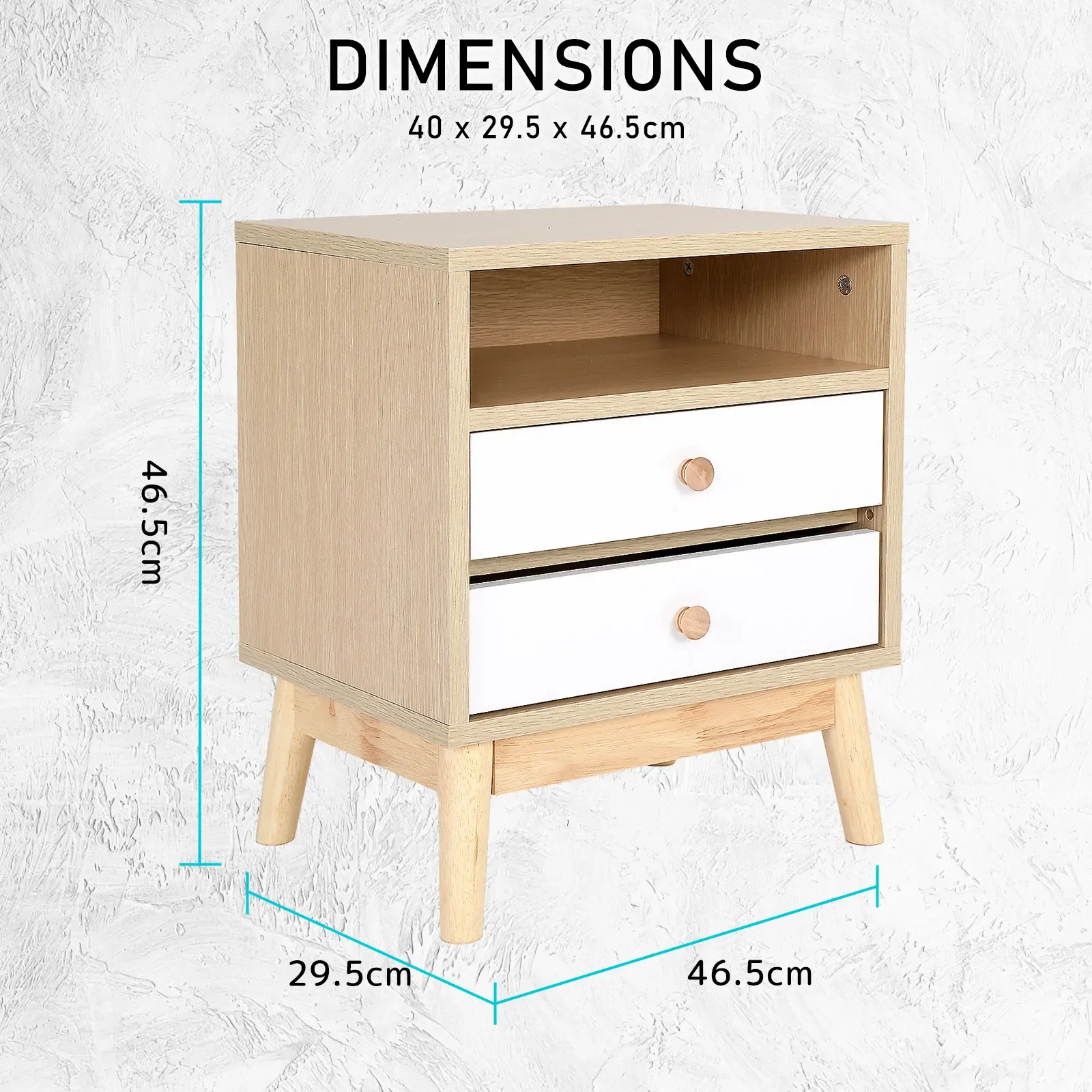 2X Bedside Table Side Storage Cabinet Nightstand Bedroom 2 Drawer ANYA OAK Price
