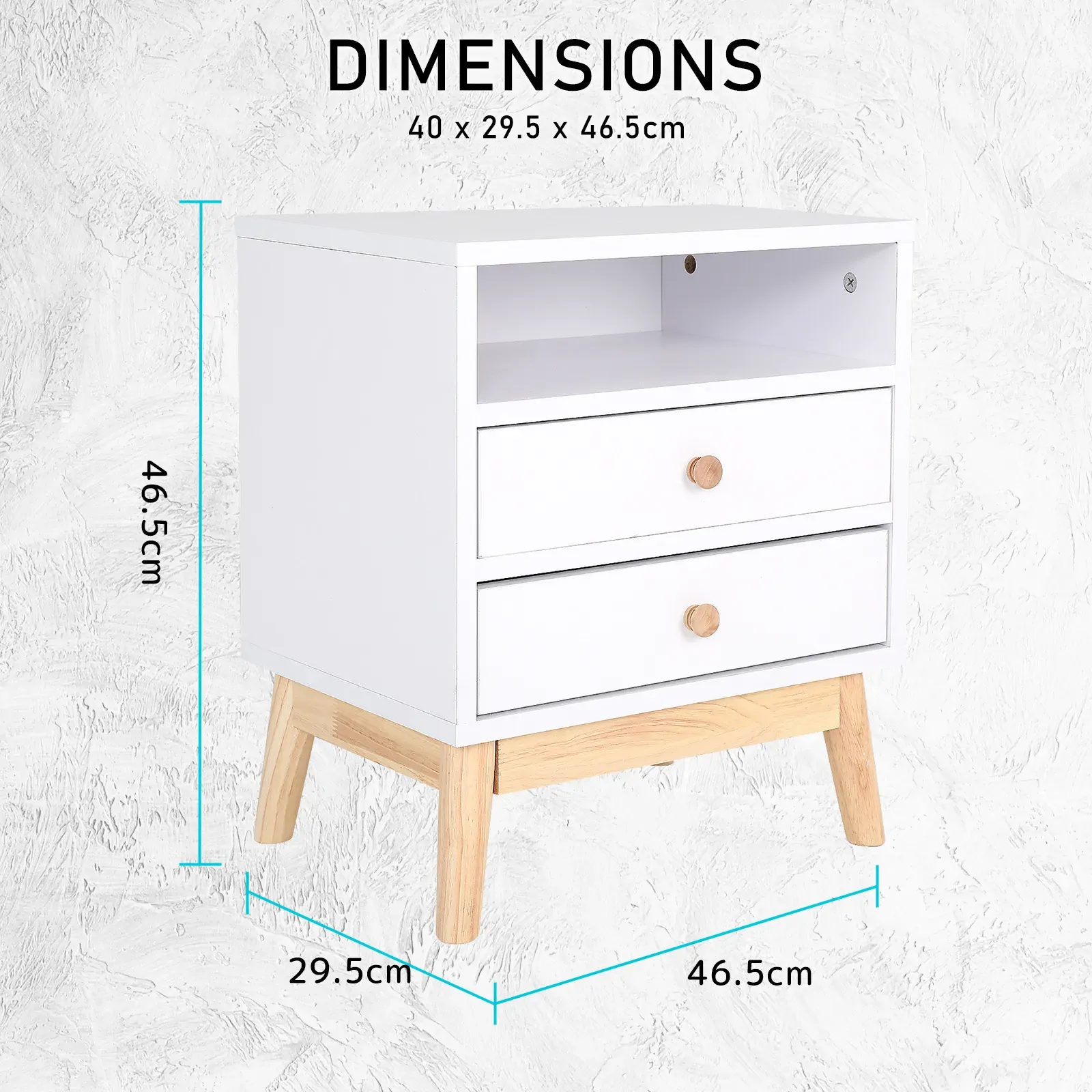 2X Bedside Table Side Storage Cabinet Nightstand Bedroom 2 Drawer ANYA - WHITE Price