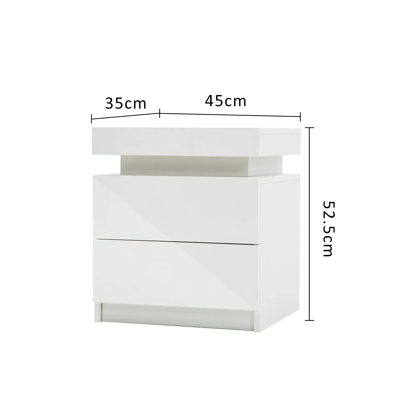 Bedside Table 2 Drawers RGB LED Bedroom Cabinet Nightstand Gloss AURORA WHITE Price