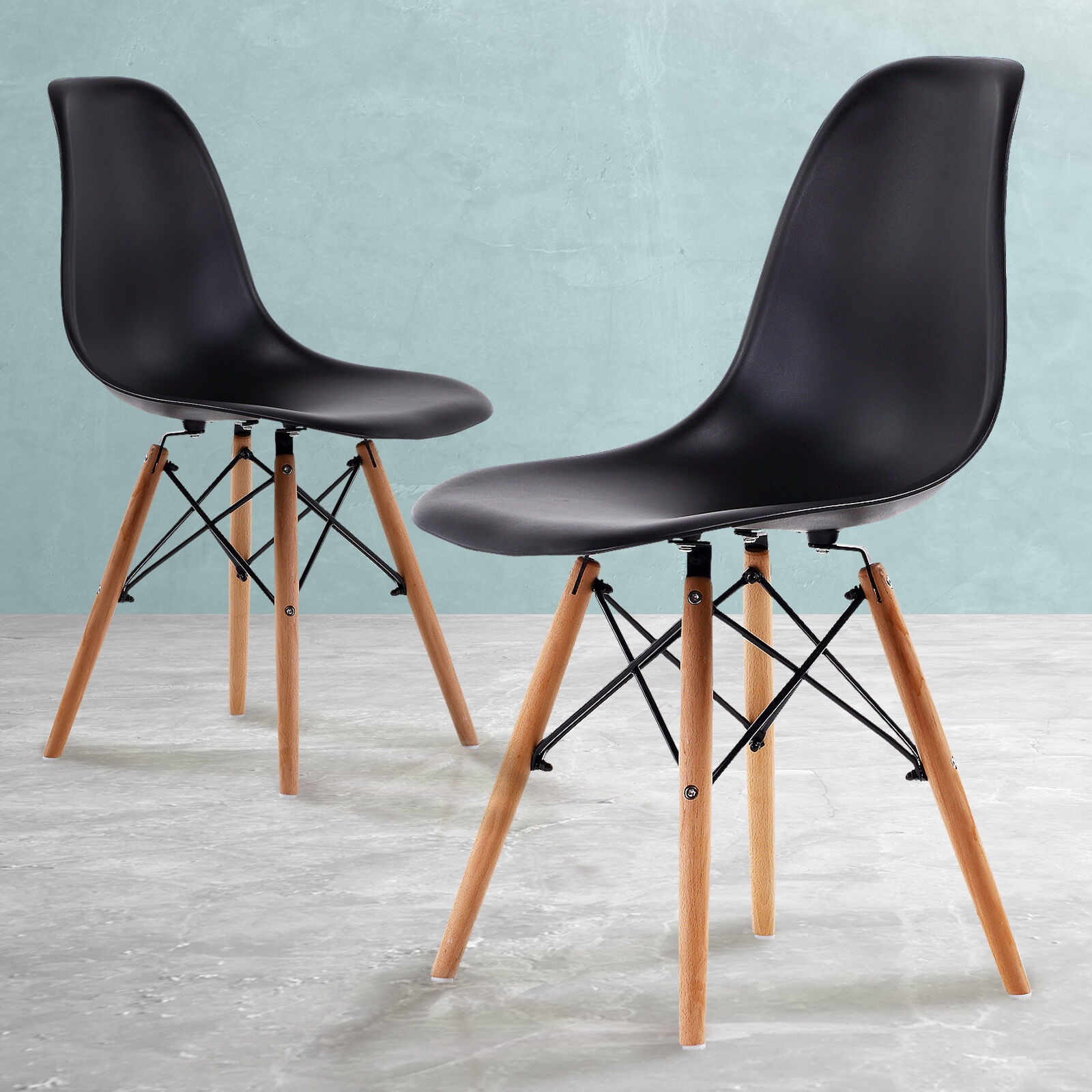 2X Retro Dining Cafe Chair DSW BLACK Price
