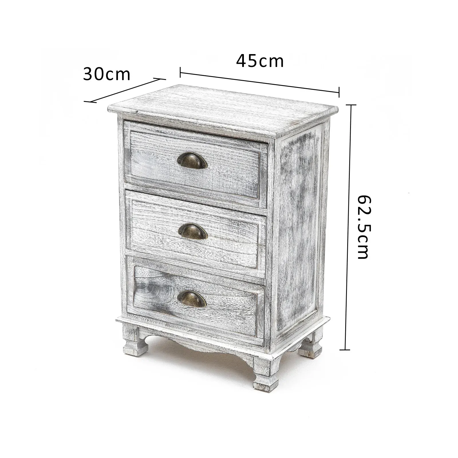 2X Bedside Table 3 Drawer Vintage Side Table Storage Cabinet Bedroom CLARA GREY Price
