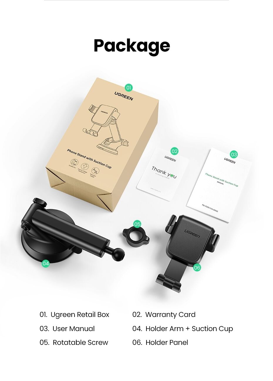UGREEN 60990 Gravity Phone Holder with Suction Cup (Black) Price