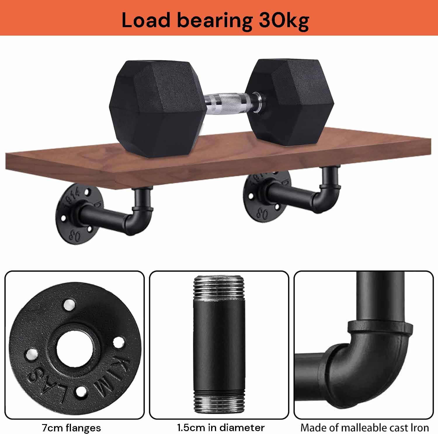 4PCS Pipe Floating Shelf Bracket Industrial Pipe Shelf Bracket Mounting Bracket Storage Racks Decor Price