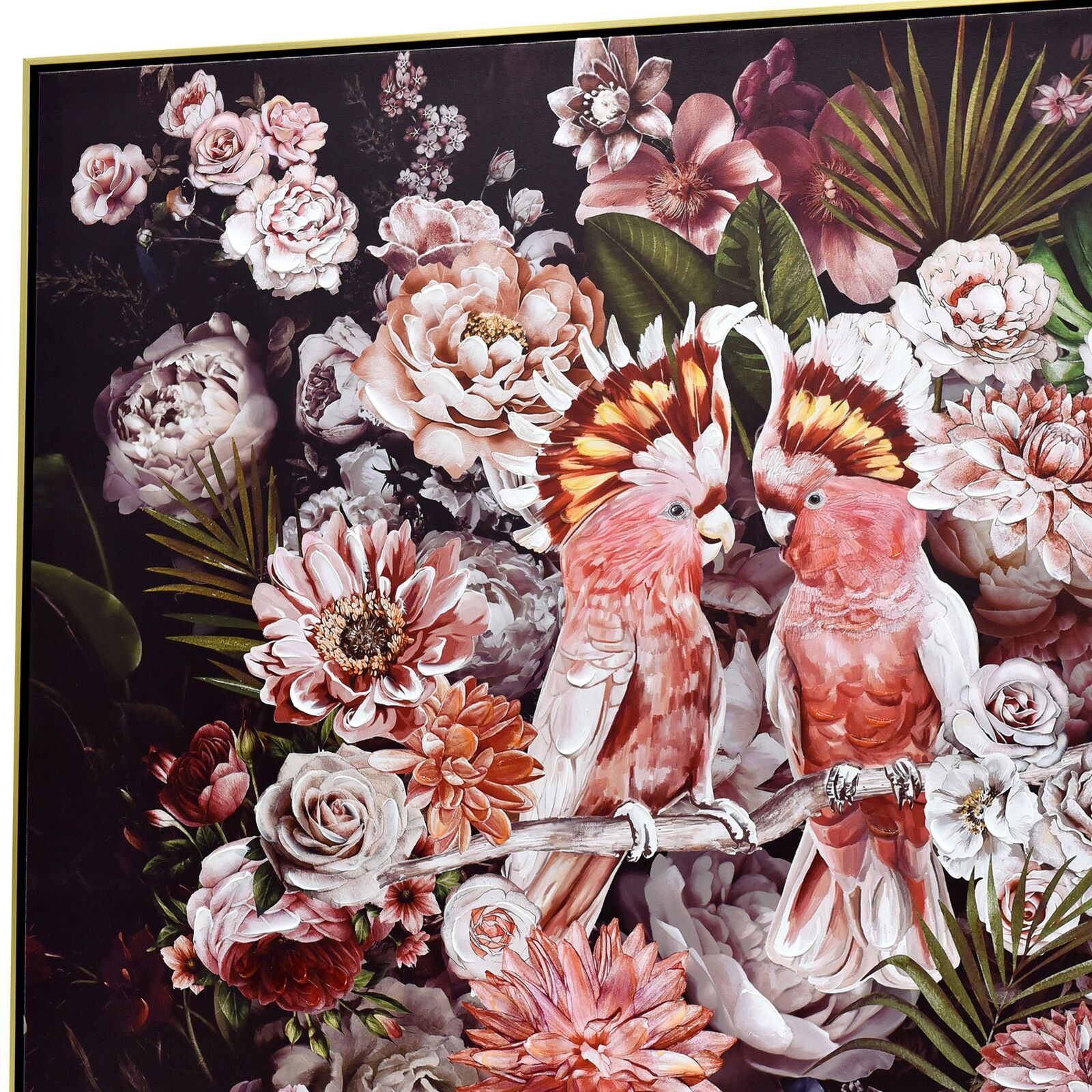 100X100cm Cockatoo Romance Gold Framed Canvas Wall Art Price