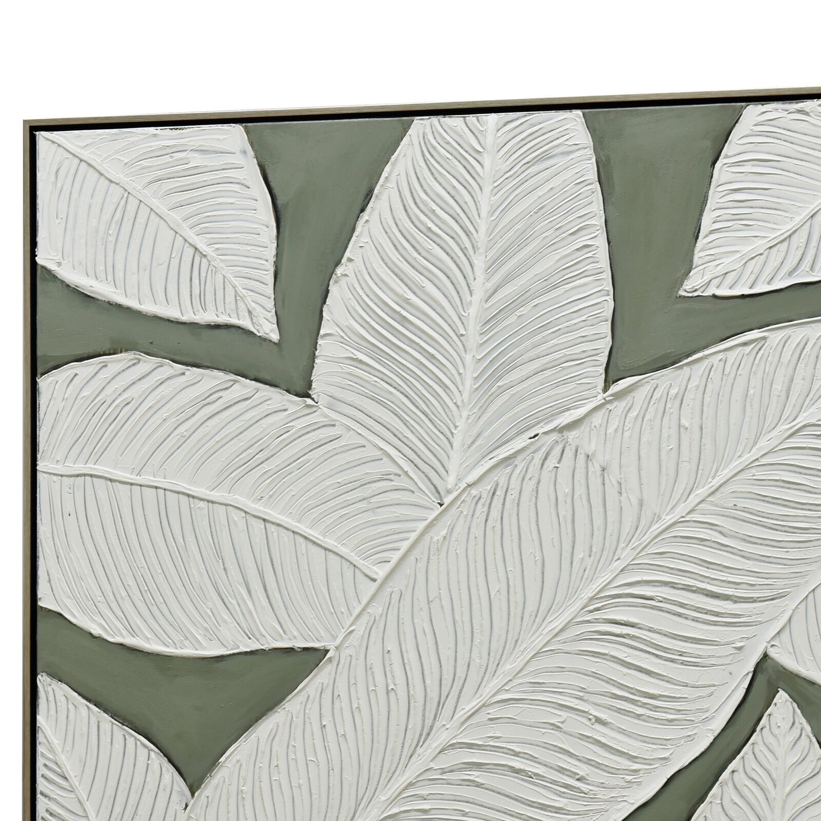 100X100cm Emerald Oasis: Leaves of Serenity Champagne Framed Hand Painted Canvas Wall Art Price