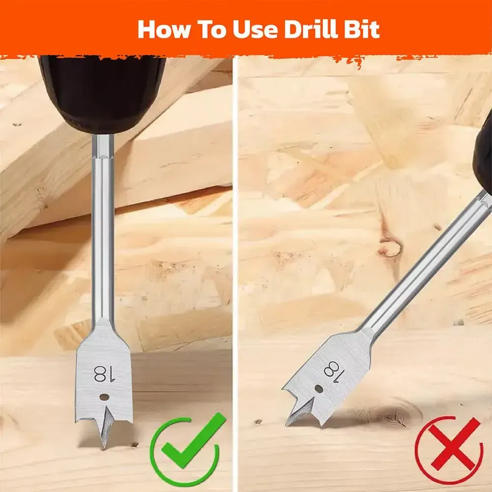 6-Pieces Flat Wood Boring Spade Drill Bit Set Drillbits 10-25mm Bits 1/4" Shank Price