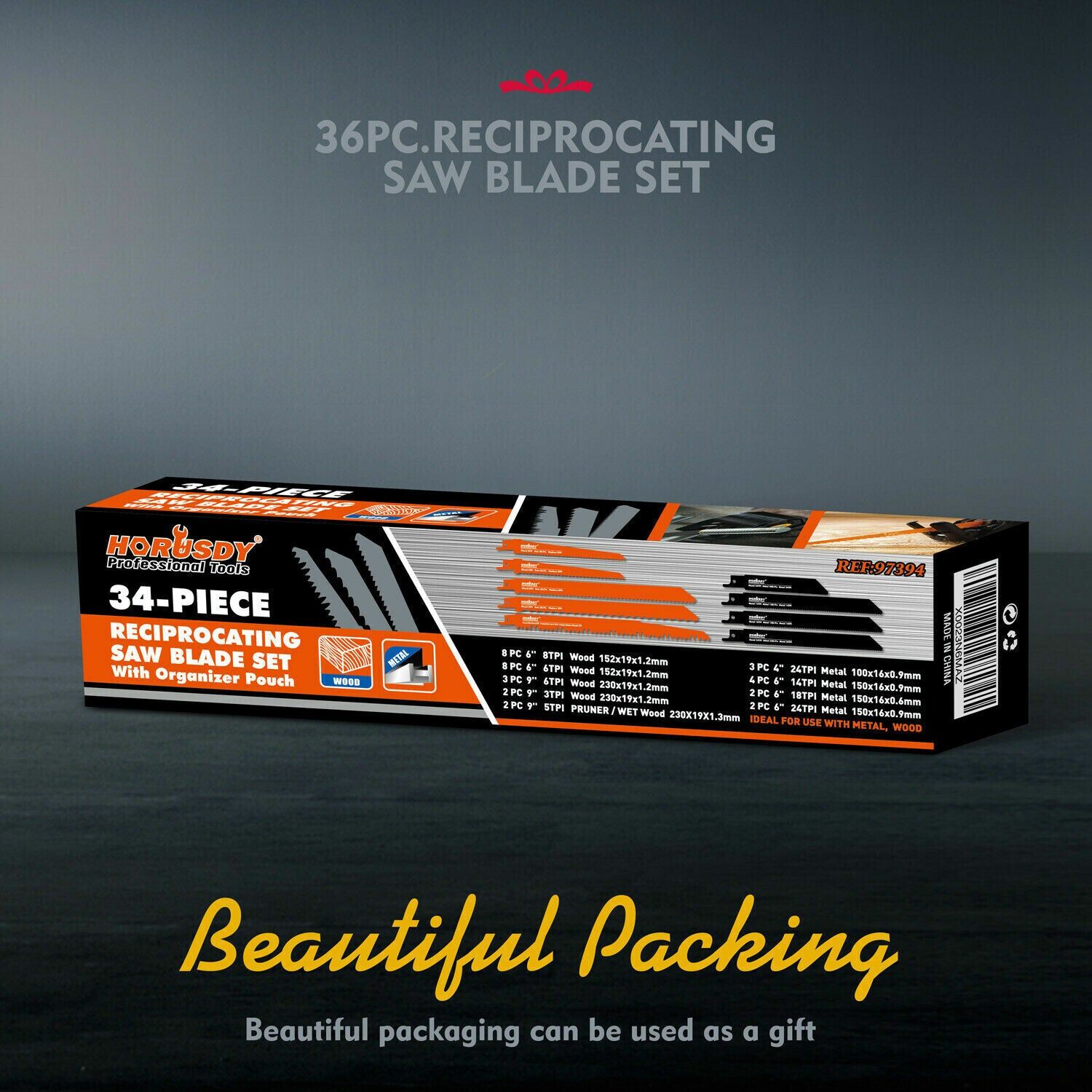 34-Piece Reciprocating Saw Blade Set Wood and Metal Cutting Blades with Storage Pouch Price