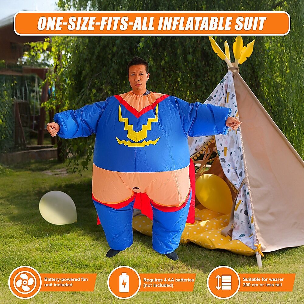 Super Hero Fancy Dress Inflatable Suit - Fan Operated Costume Price