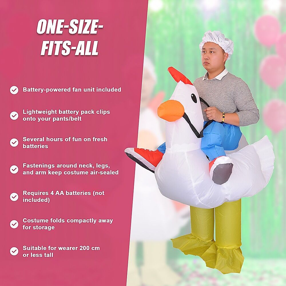 CHICKEN Fancy Dress Inflatable Suit - Fan Operated Costume Price