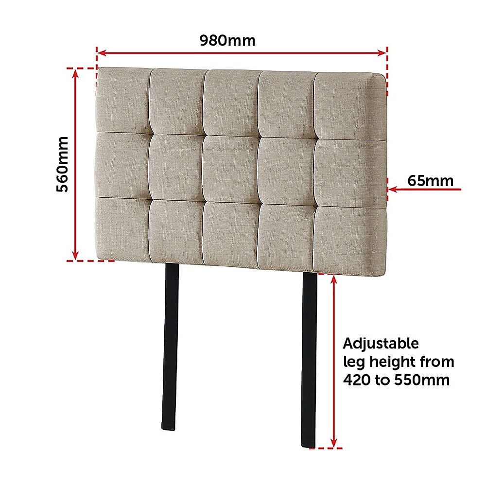 Linen Fabric Single Bed Deluxe Headboard Bedhead - Beige Price