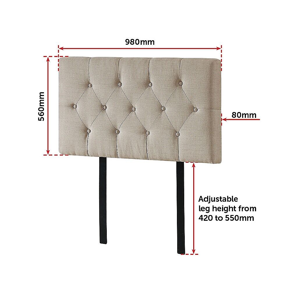 Linen Fabric Single Bed Deluxe Headboard Bedhead - Beige Price