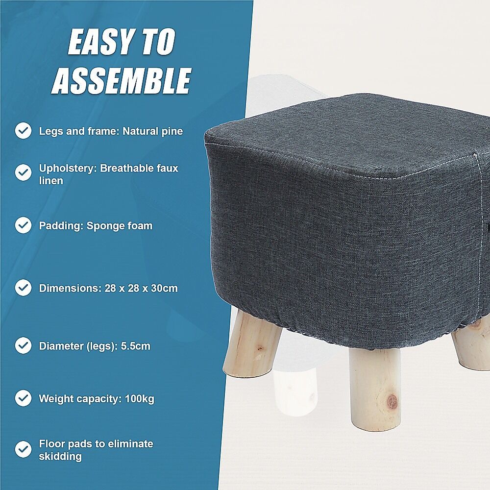 Fabric Ottoman Foot Stool Rest Pouffe Footstool Wood Storage Padded Seat Price