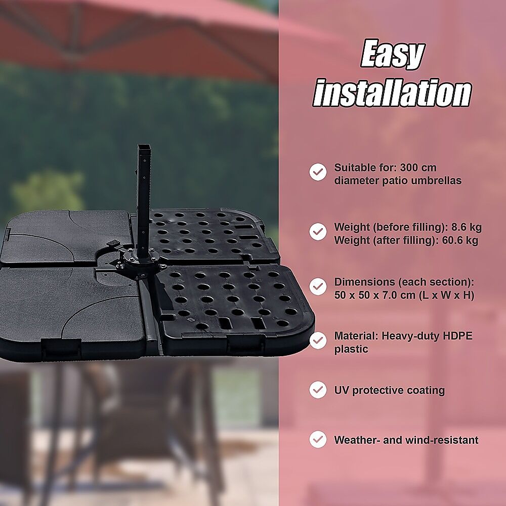 Outdoor Patio 4-Piece Cantilever Offset 3M Umbrella Base Stand Weight Water Sand Price