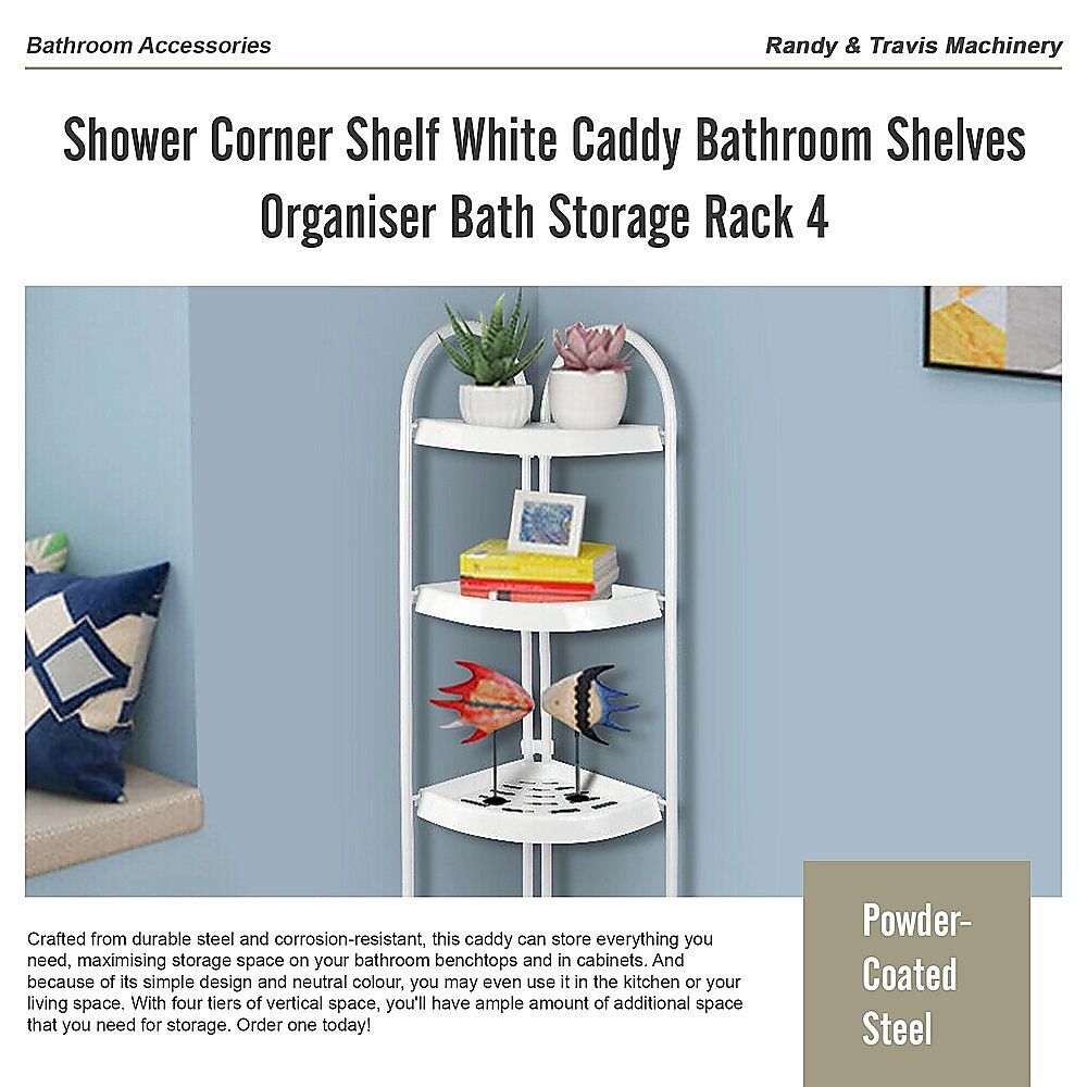 Shower Corner Shelf White Caddy Bathroom Shelves Organiser Bath Storage Rack 4 Price