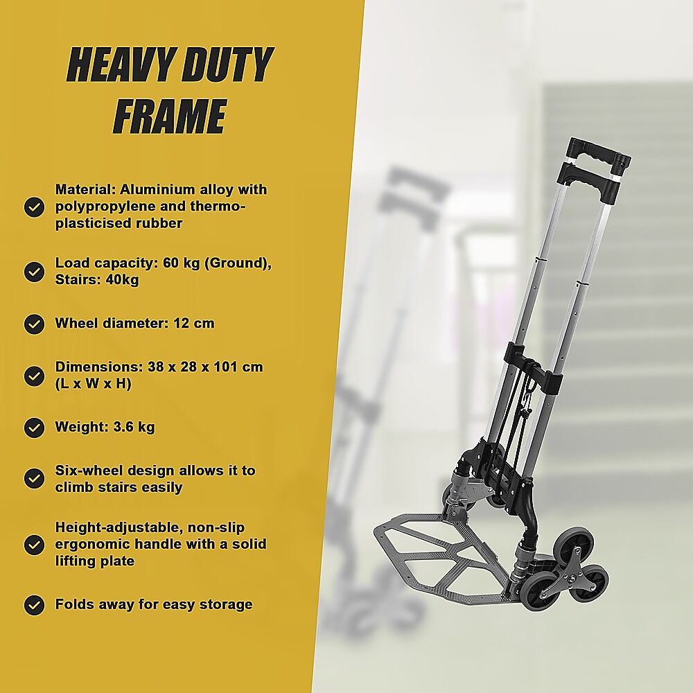 Stair Climbing Trolley 6 Wheels Aluminium Folding Hand Cart Climb Steps Price