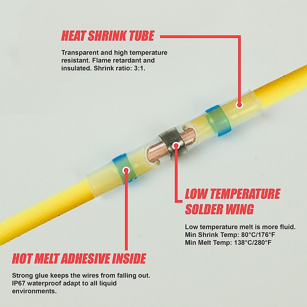 250PCS Waterproof Solder Seal Sleeve Heat Shrink Butt Wire Connectors Terminals Price