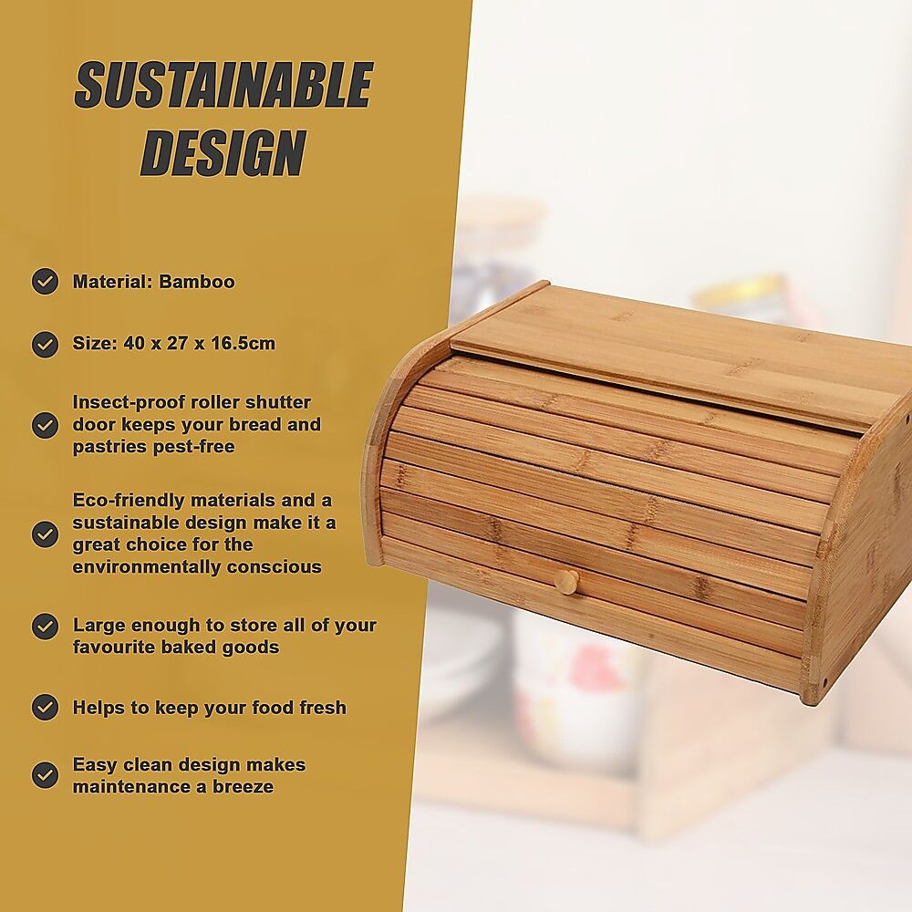 Bamboo Bread Bin Storage Box Kitchen Loaf Pastry Container Price