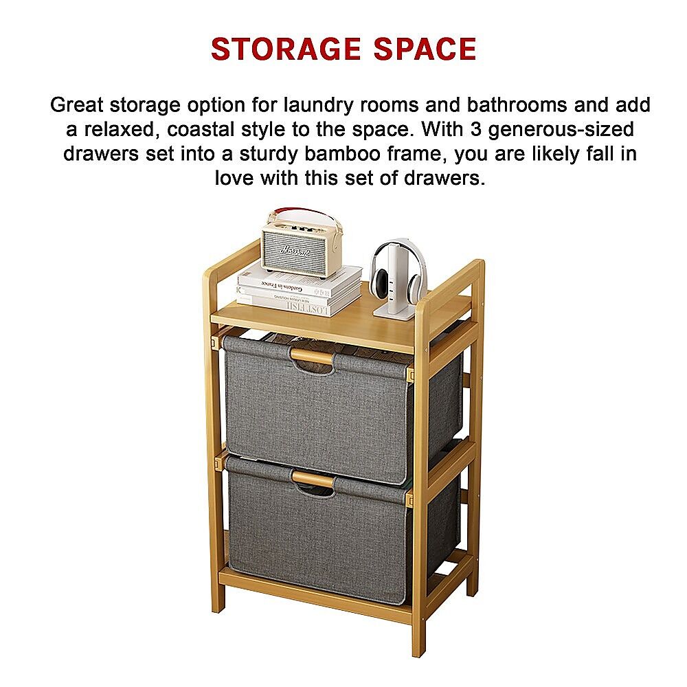 Bamboo Shelf with Storage Hamper - Wooden Bamboo Removable Bags Price
