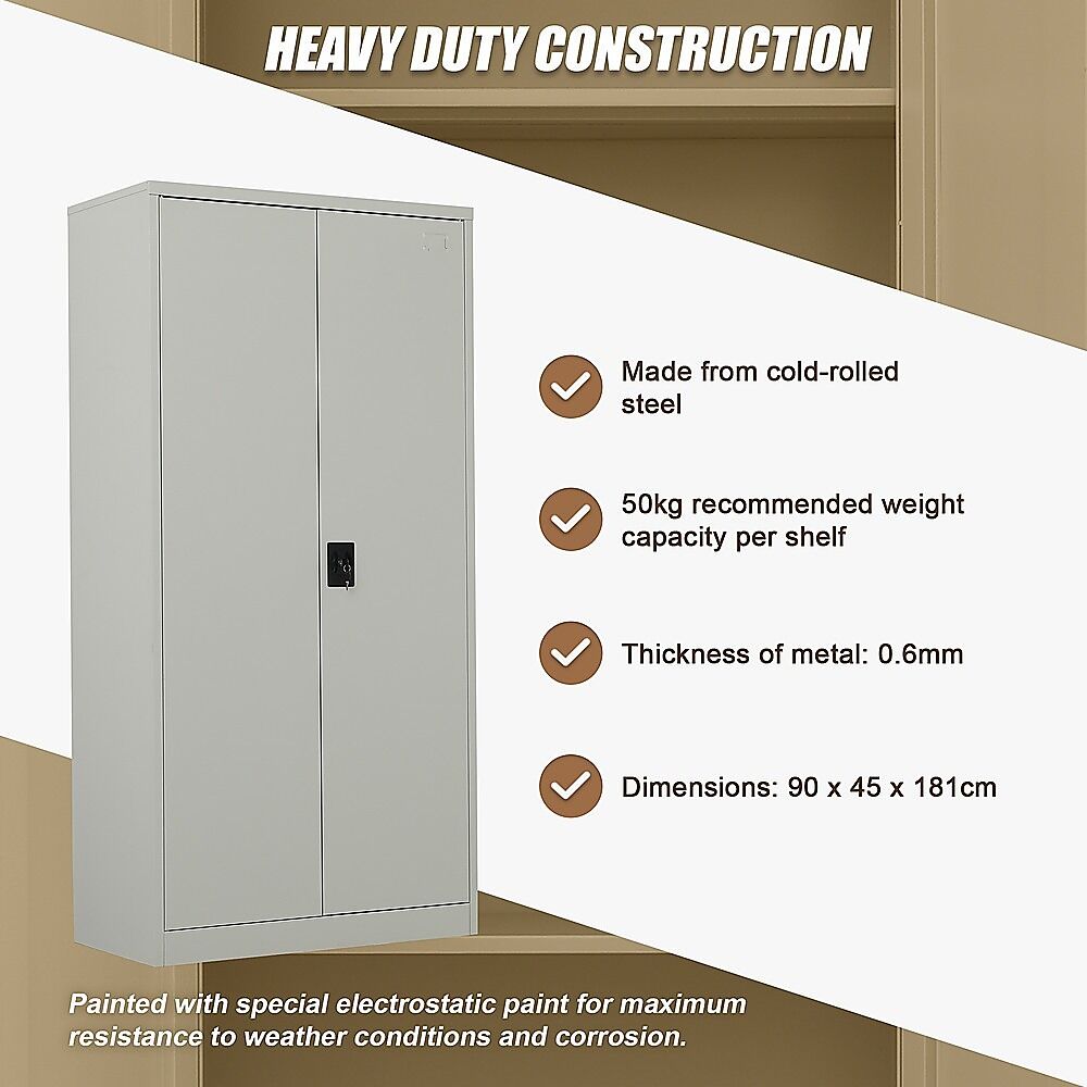 Two-Door Metal Cabinet Shelf Storage for Home Office Gym Price