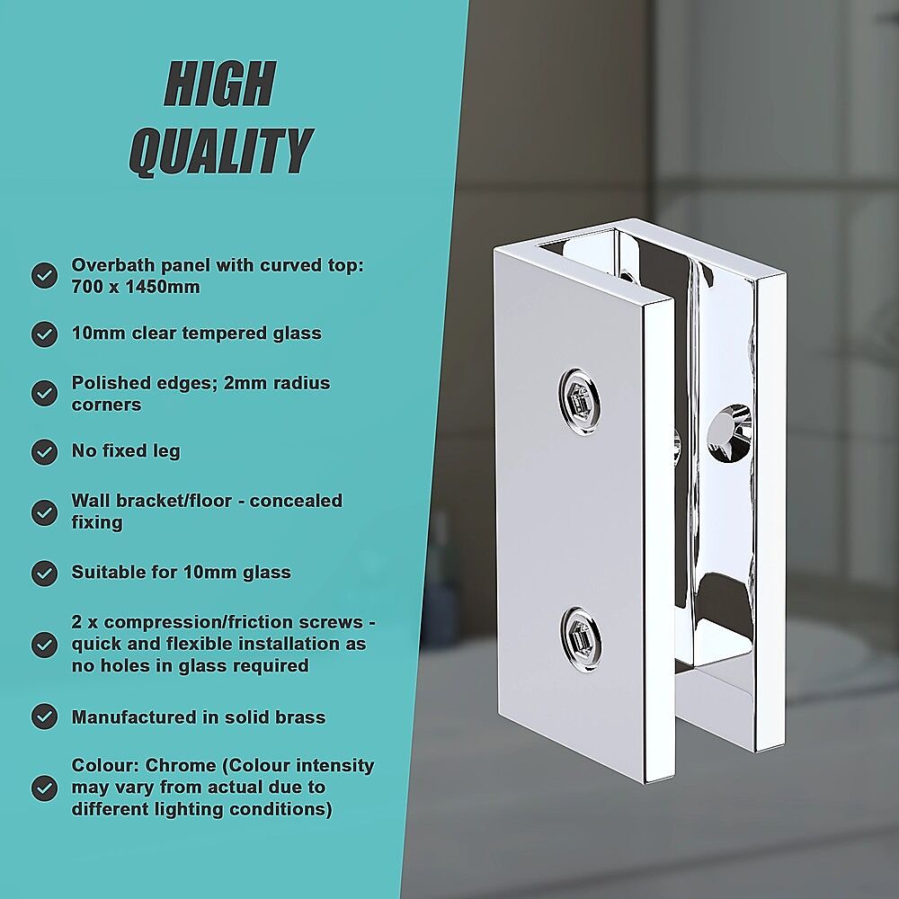 70cm Frameless Glass Bath Screen with Brackets - Chrome Price