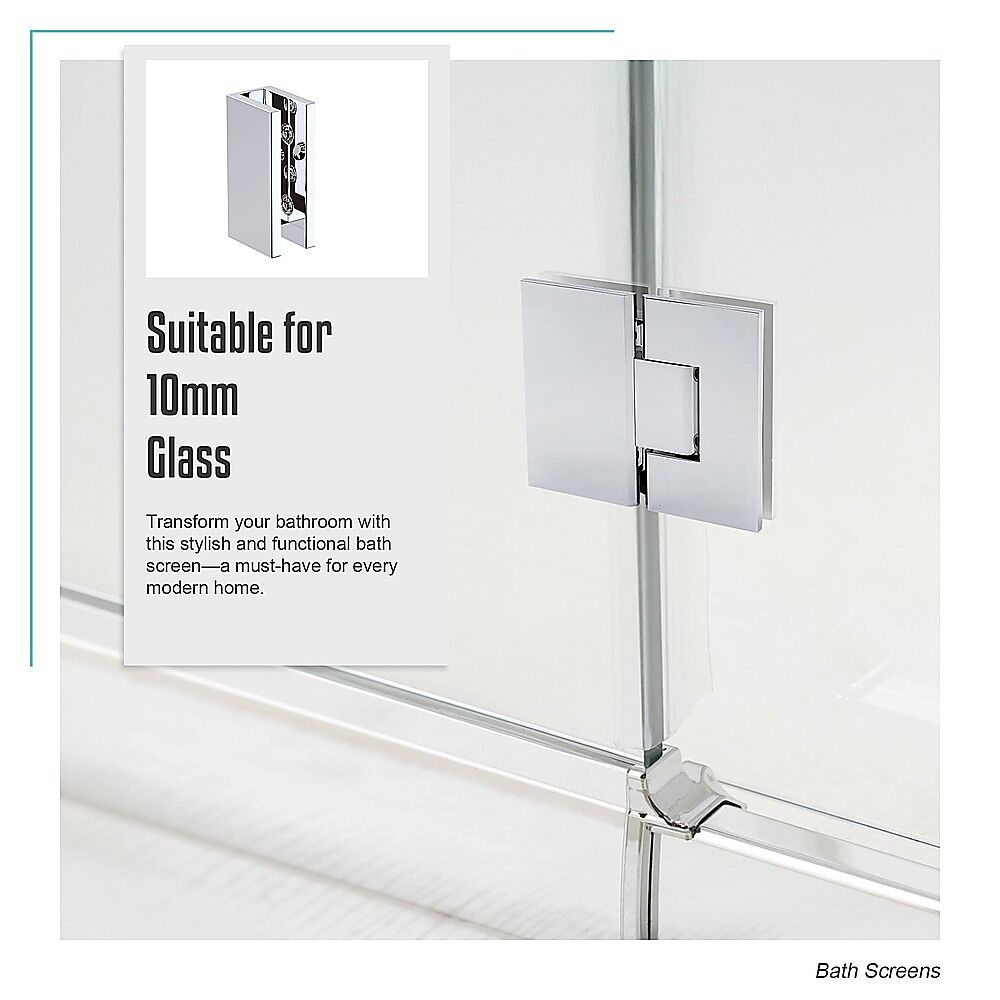 100cm Frameless Glass Bath Screen with Stainless Steel Brackets - Chrome Price