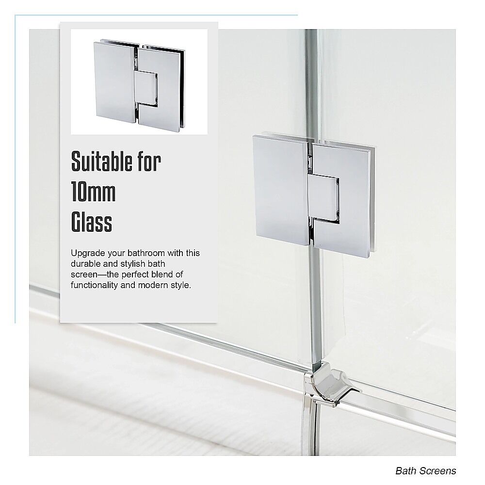 120cm Frameless Glass Bath Screen with Stainless Steel Brackets - Chrome Price