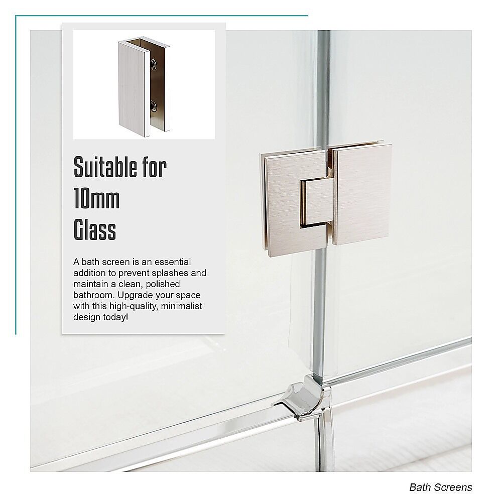 90cm Frameless Glass Bath Screen with Stainless Steel Brackets - Nickel Price