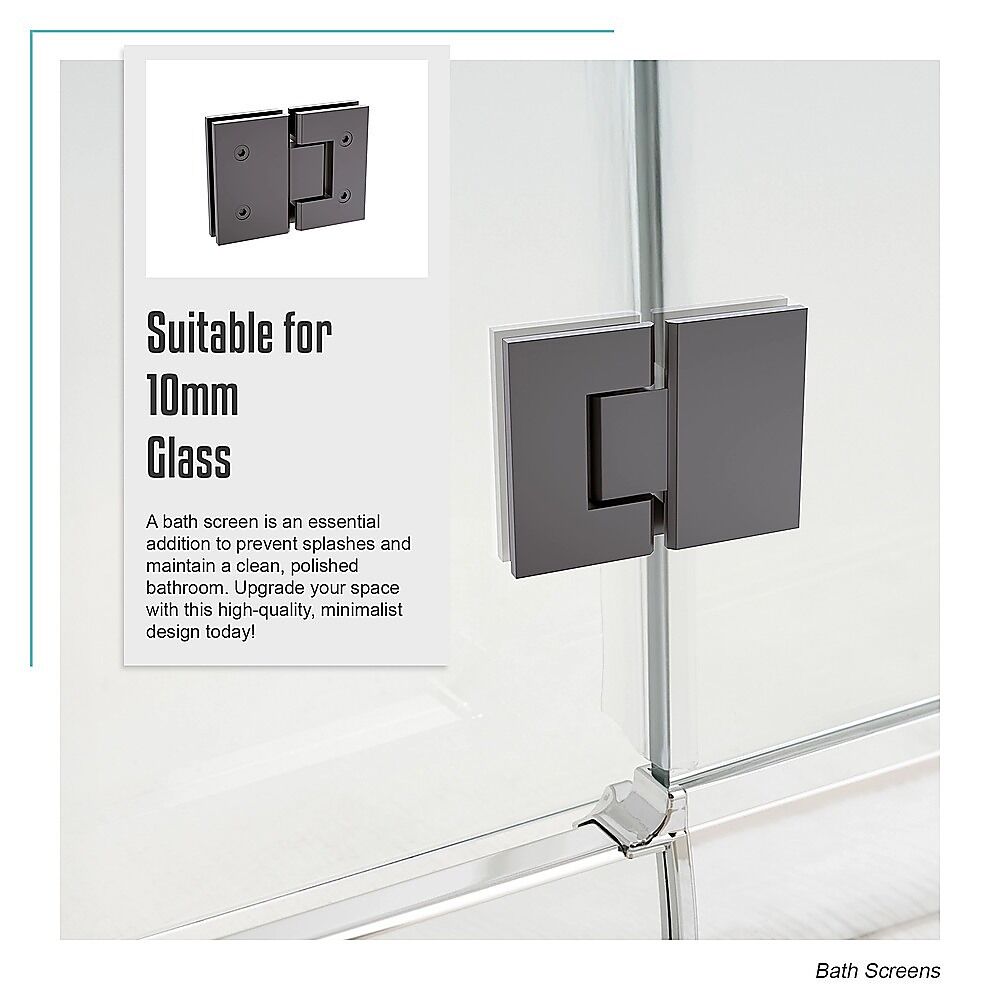 100cm Frameless Glass Bath Screen with Stainless Steel Brackets - Gunmetal Price