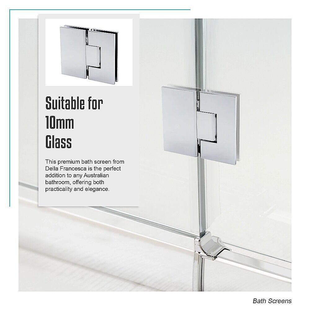 100cm Frameless Glass Bath Screen with Brass Brackets - Chrome Price