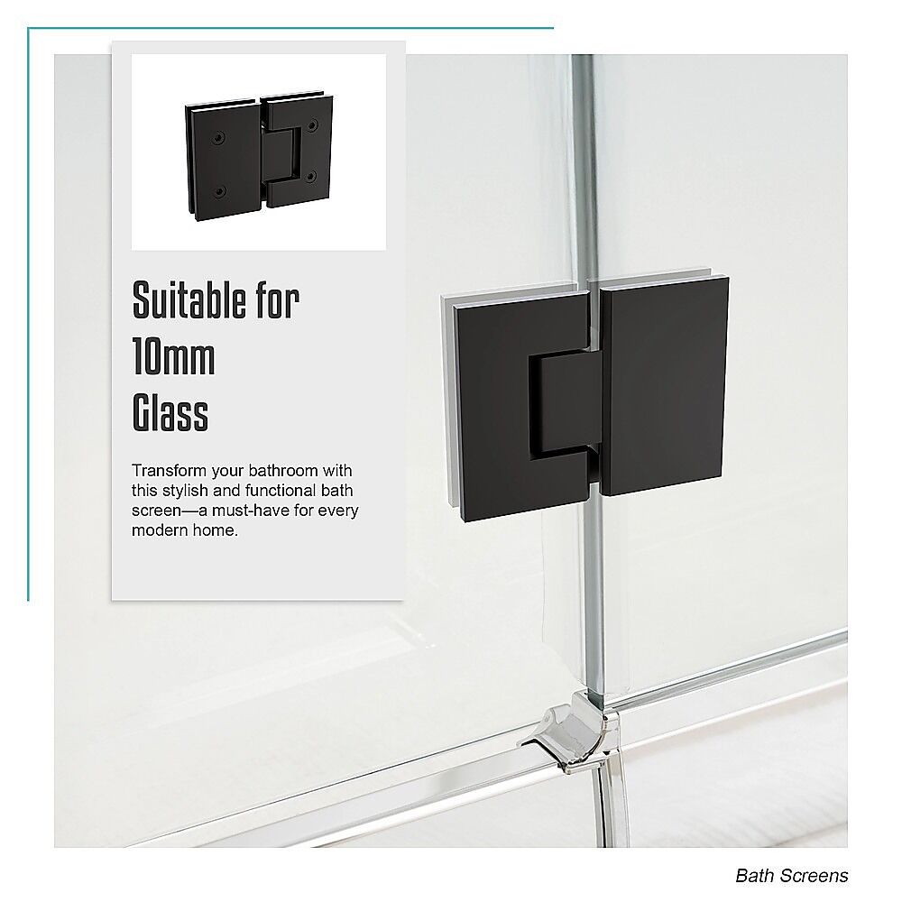 100cm Frameless Glass Bath Screen with Brass Brackets - Black Price