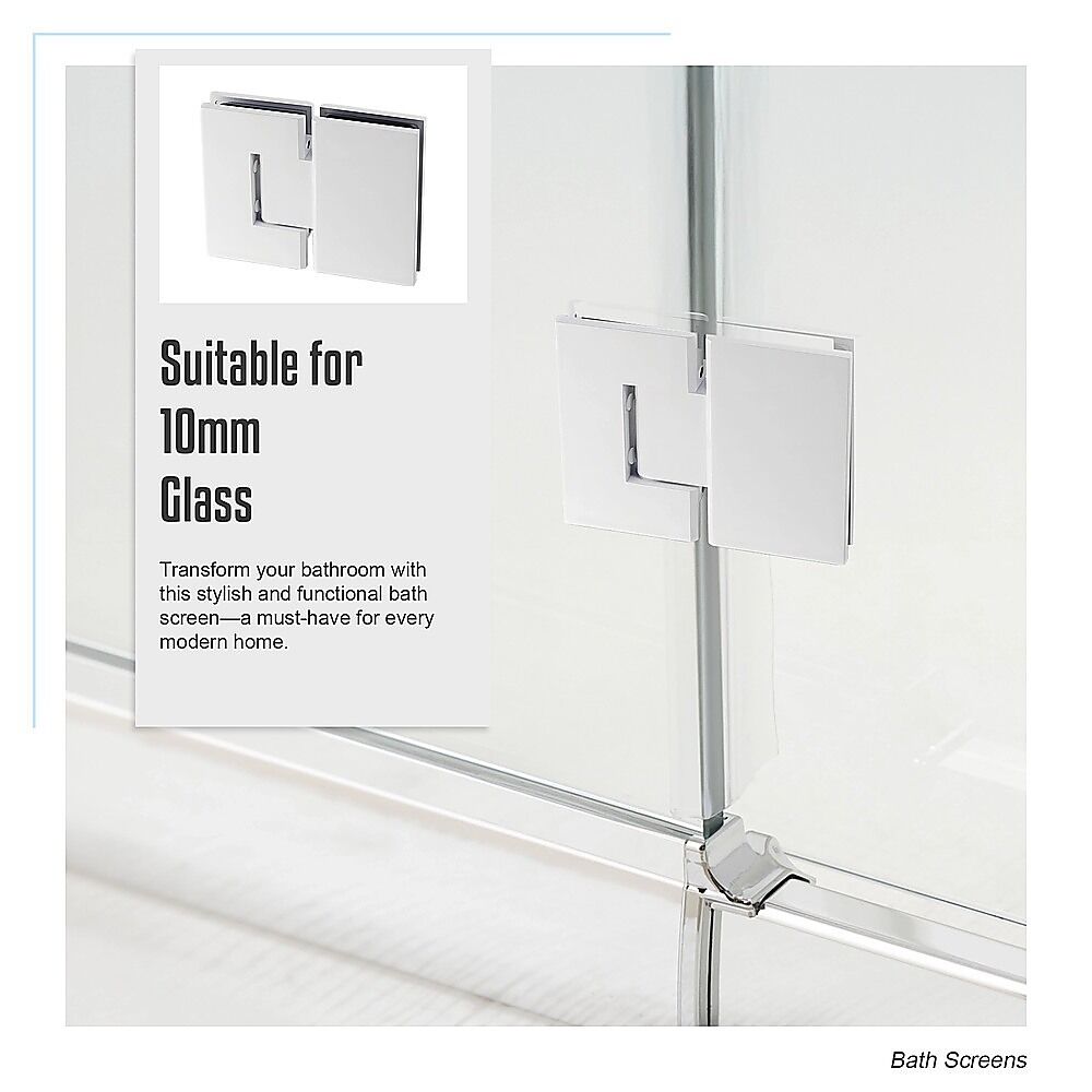 100cm Frameless Glass Bath Screen with Brass Brackets - White Price