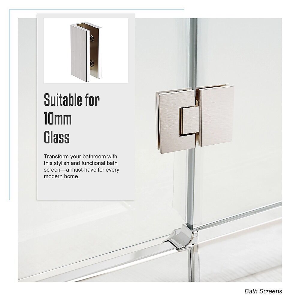 100cm Frameless Glass Bath Screen with Brass Brackets - Nickel Price