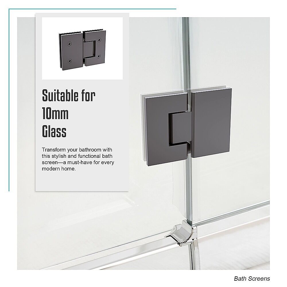 100cm Frameless Glass Bath Screen with Brass Brackets - Gunmetal Price