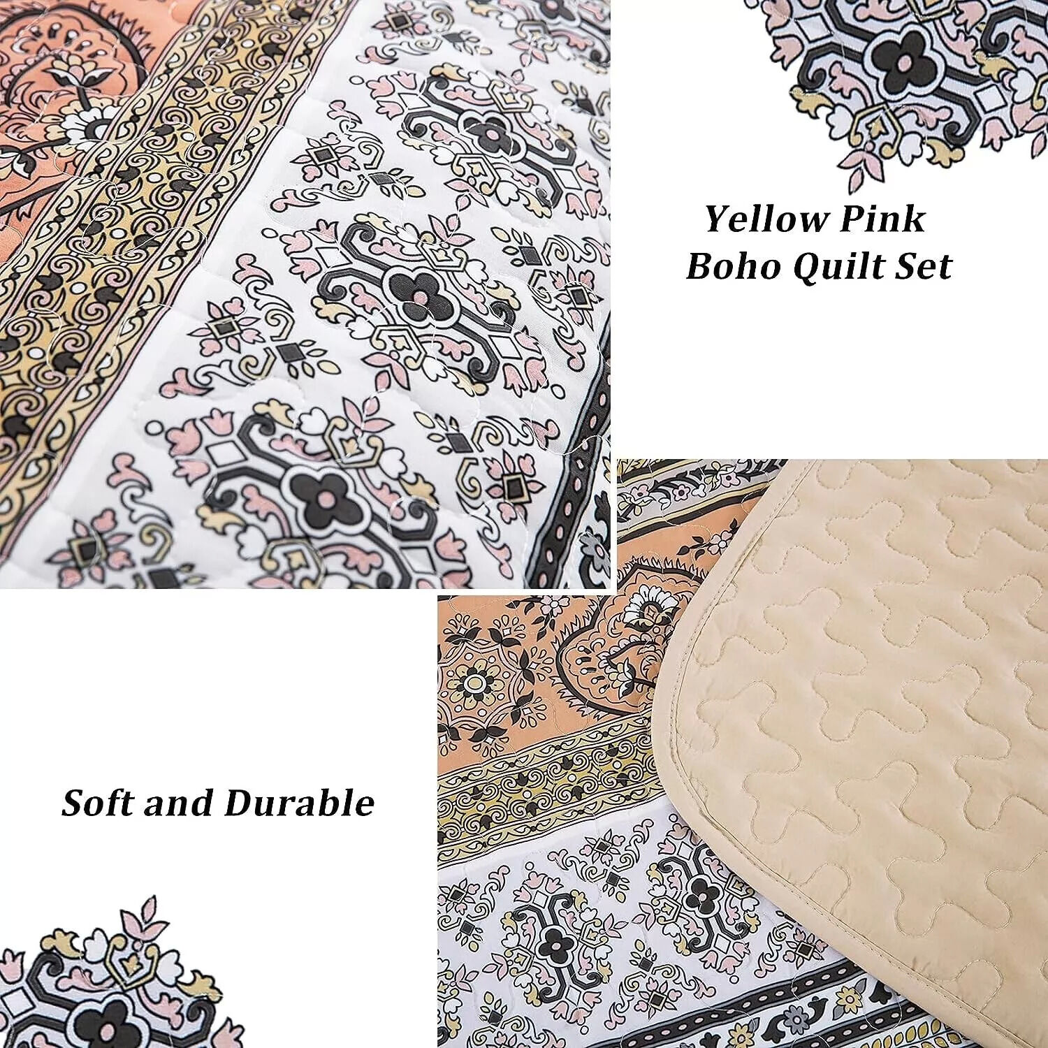 Crafted Quilted Bedspread and Pillowcases Set: A Testament to Skilled Craftsmanship - Queen size Price