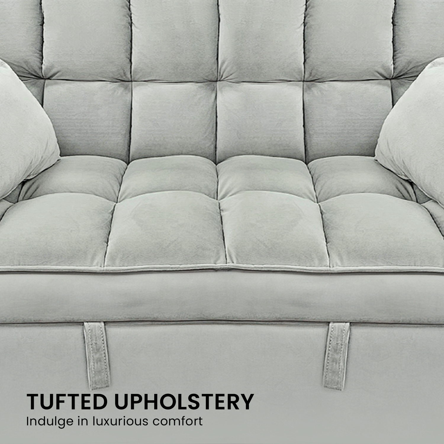 Sarantino Quincy 2-Seater Velvet Sofa Bed in Light Grey with Wooden Frame & Tufted Design Price