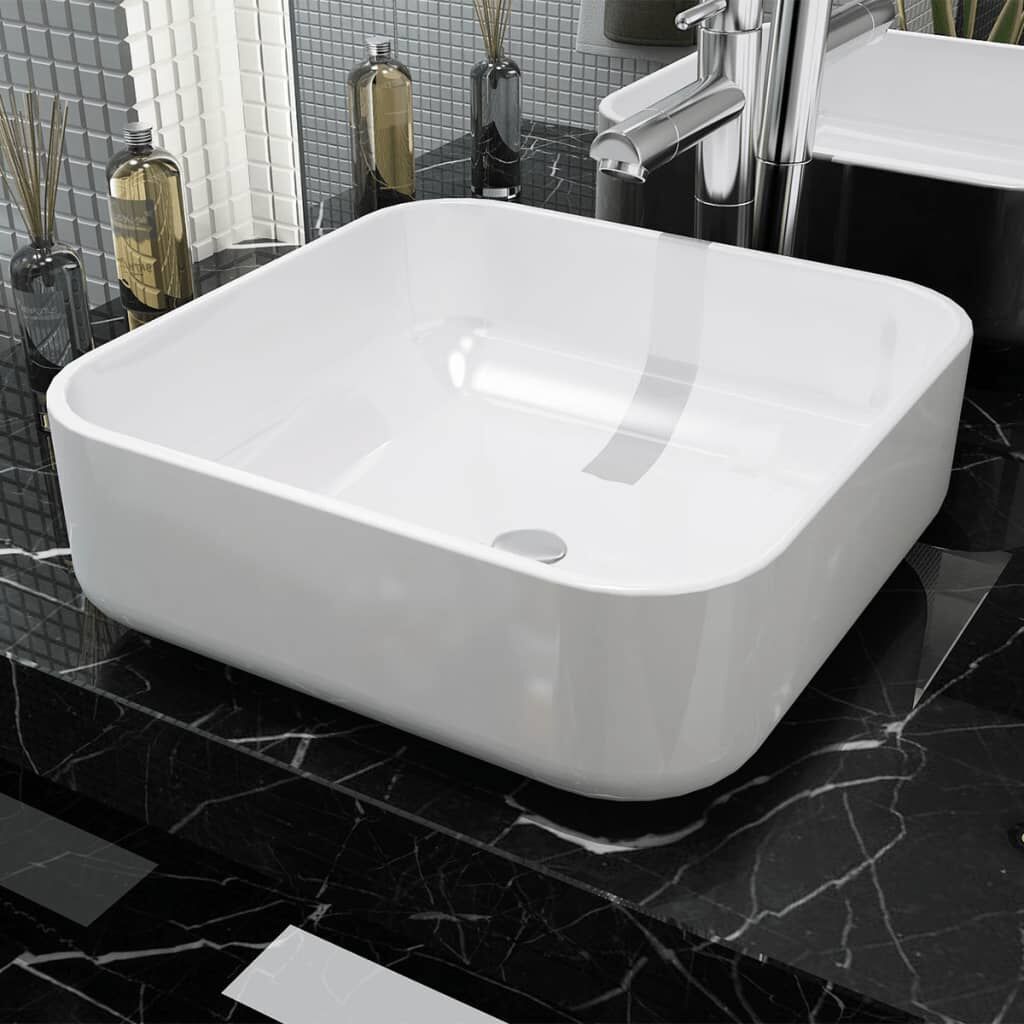 Basin Square Ceramic White 39x39x13.5 cm Basin Square Ceramic White 39x39x13.5 cm