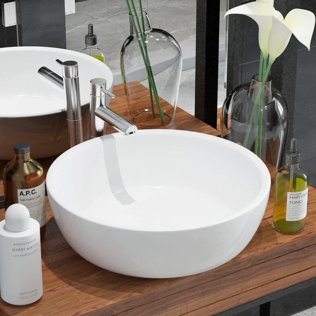 Basin Round Ceramic White 42x12 cm Basin Round Ceramic White 42x12 cm