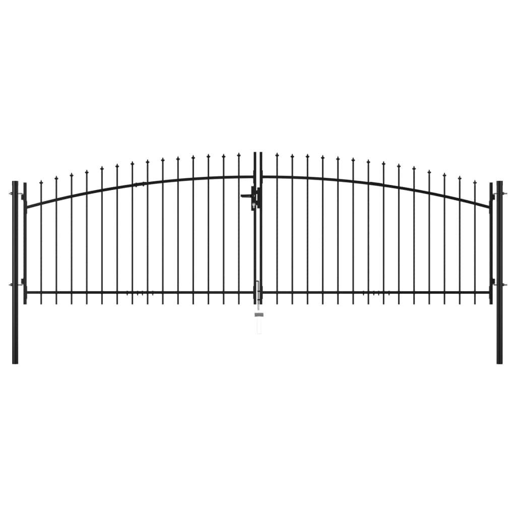 Double Door Fence Gate with Spear Top 400x150 cm Double Door Fence Gate with Spear Top 400x150 cm