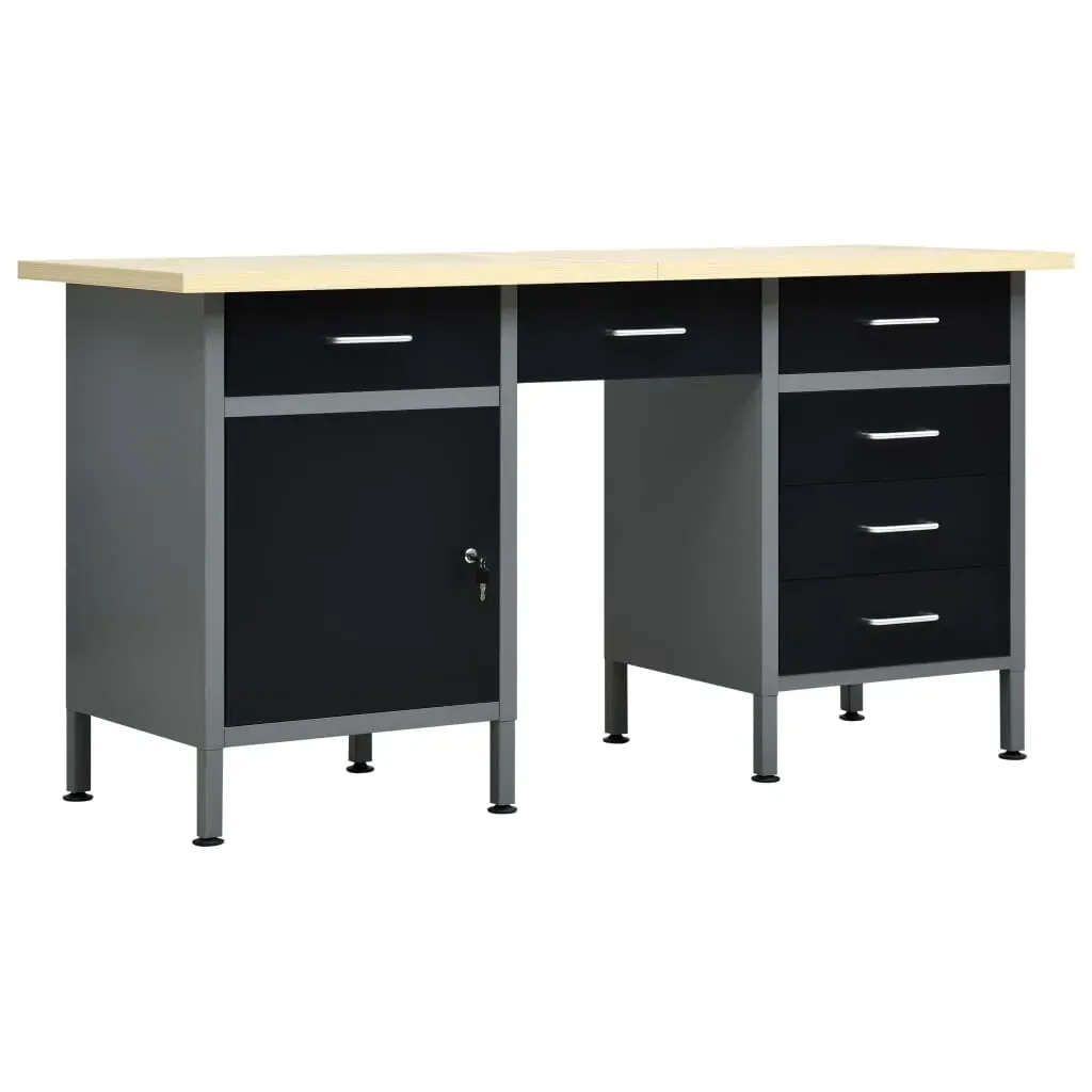 Workbench Black 160x60x85 cm Steel Workbench Black 160x60x85 cm Steel