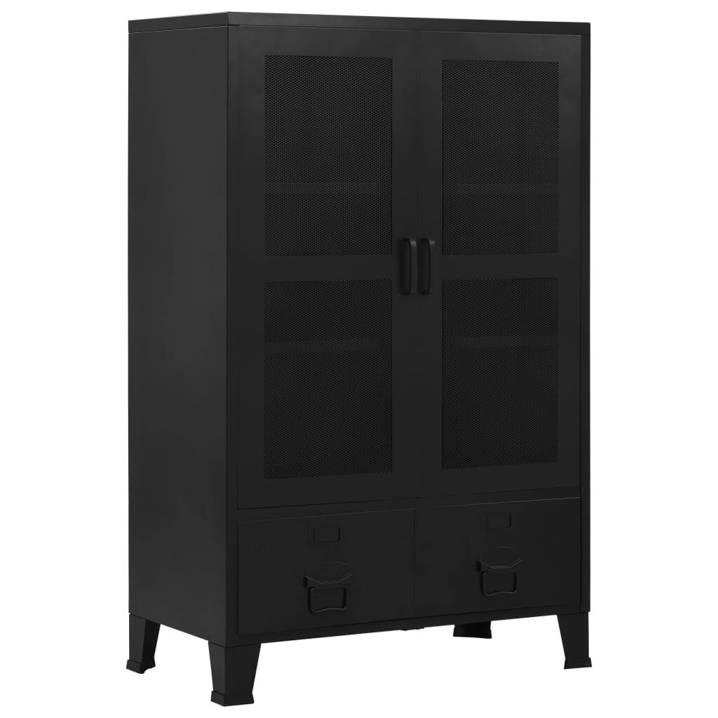Office Cabinet with Mesh Doors Industrial Black 75x40x120 cm Steel Office Cabinet with Mesh Doors Industrial Black 75x40x120 cm Steel