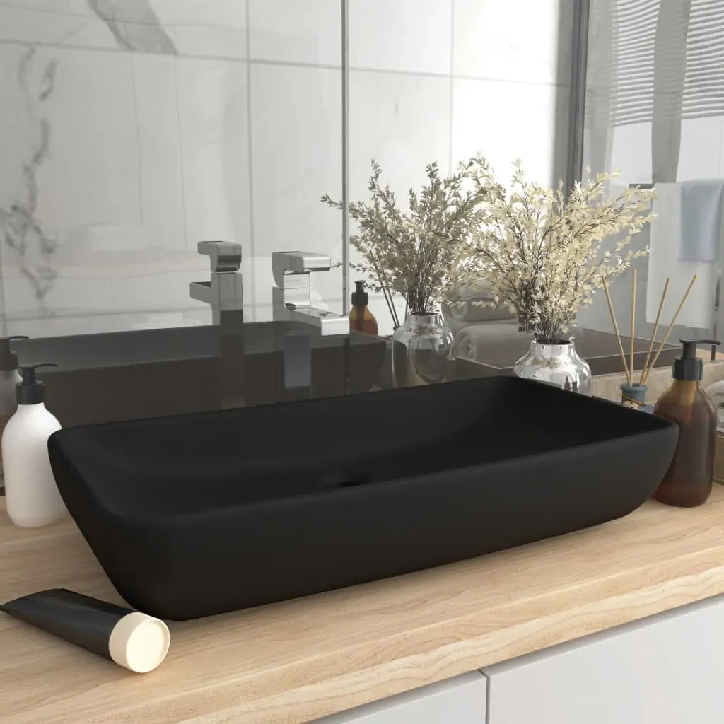 Luxury Basin Rectangular Matt Black 71x38 cm Ceramic Luxury Basin Rectangular Matt Black 71x38 cm Ceramic