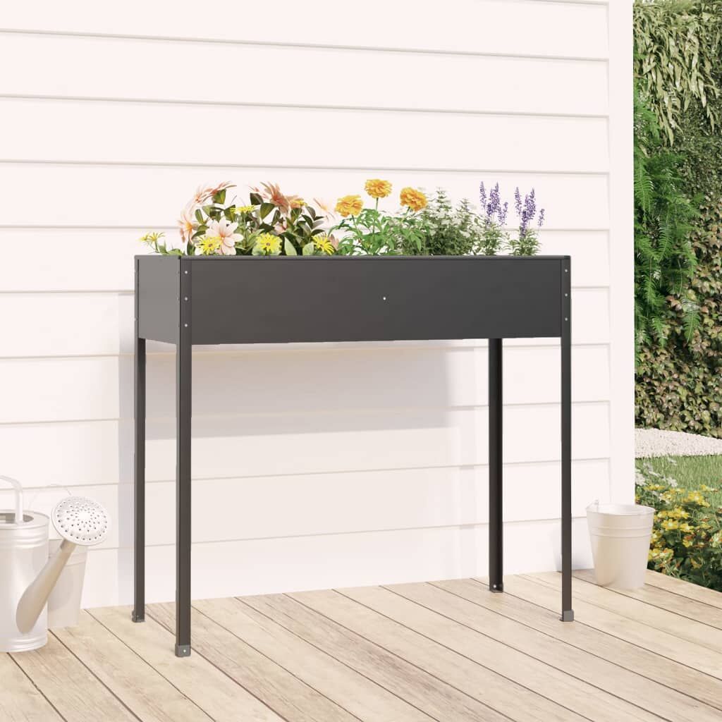 Garden Planter Anthracite 100.5x40.5x90 cm Galvanised Steel Garden Planter Anthracite 100.5x40.5x90 cm Galvanised Steel