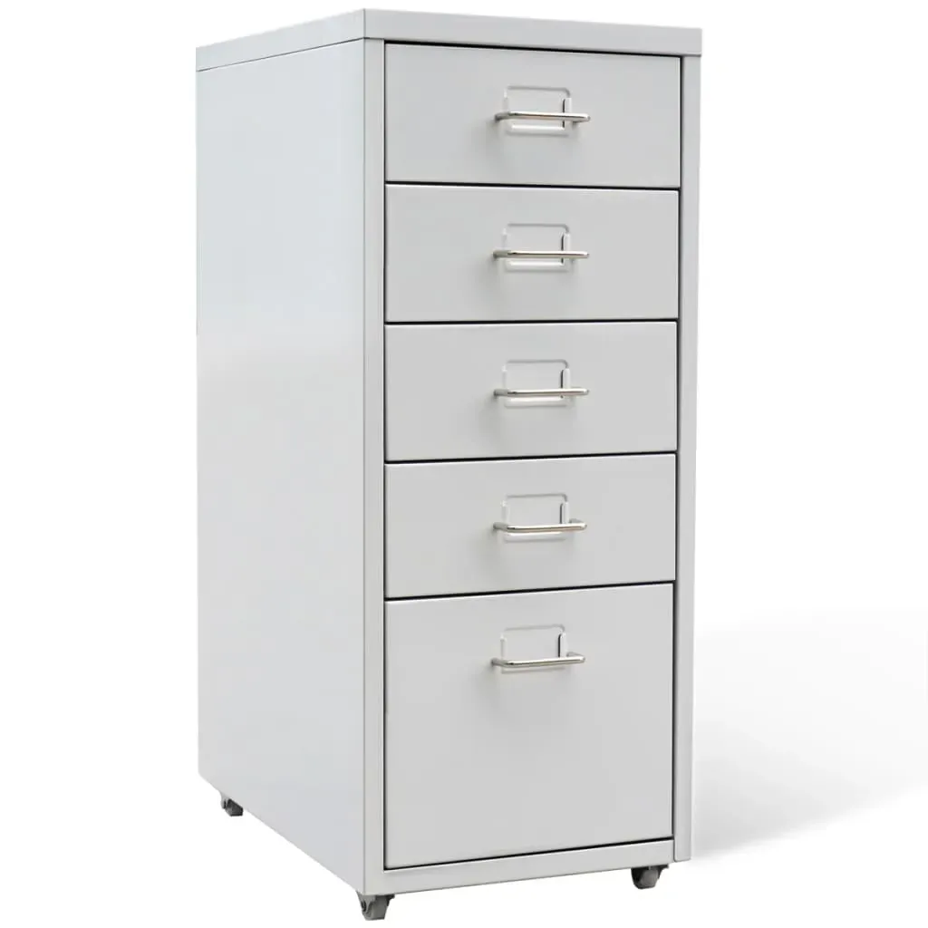 File Cabinet with 5 Drawers Grey 68.5 cm Steel File Cabinet with 5 Drawers Grey 68.5 cm Steel