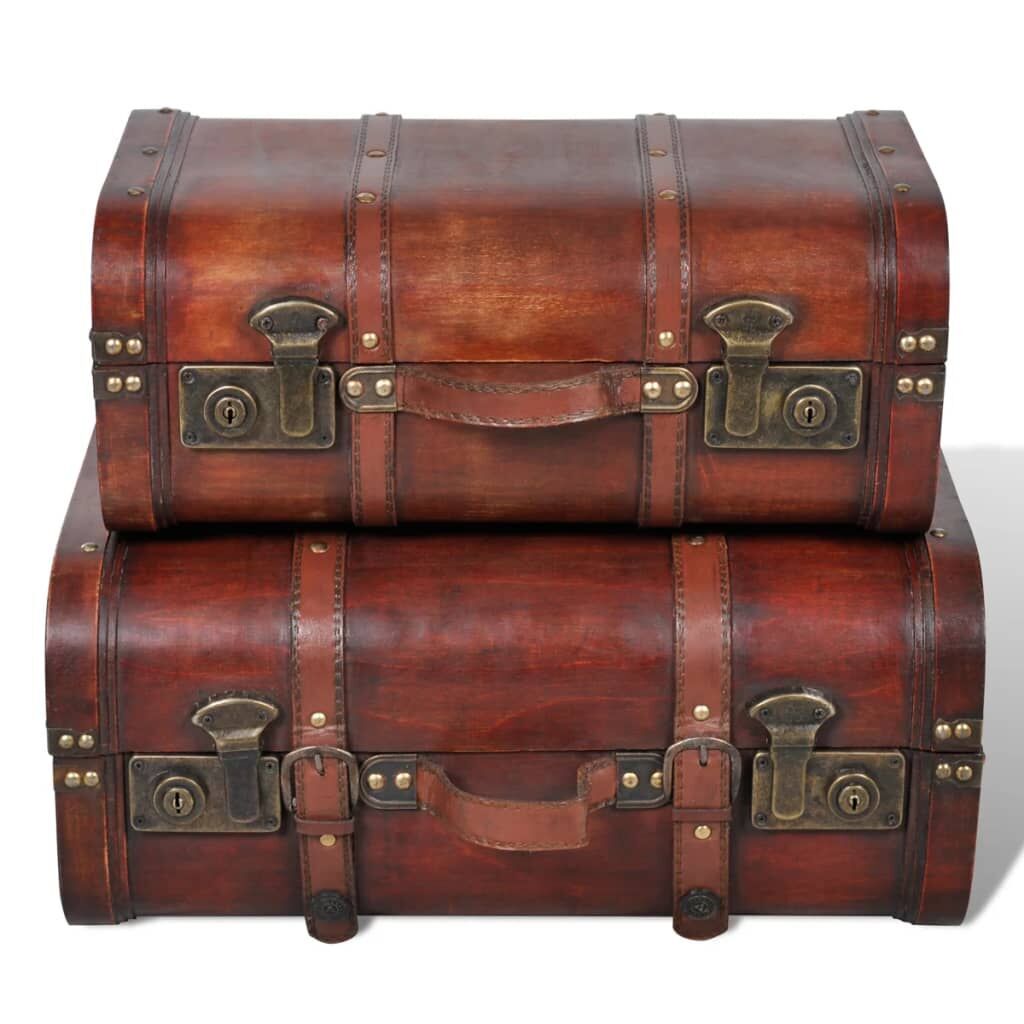 Wooden Treasure Chests 2 pcs Vintage Brown Wooden Treasure Chests 2 pcs Vintage Brown