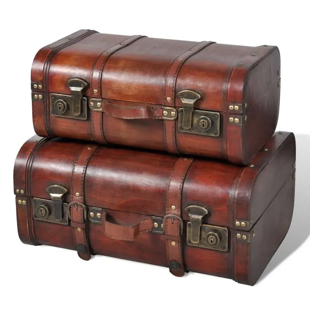 Wooden Treasure Chests 2 pcs Vintage Brown Wooden Treasure Chests 2 pcs Vintage Brown