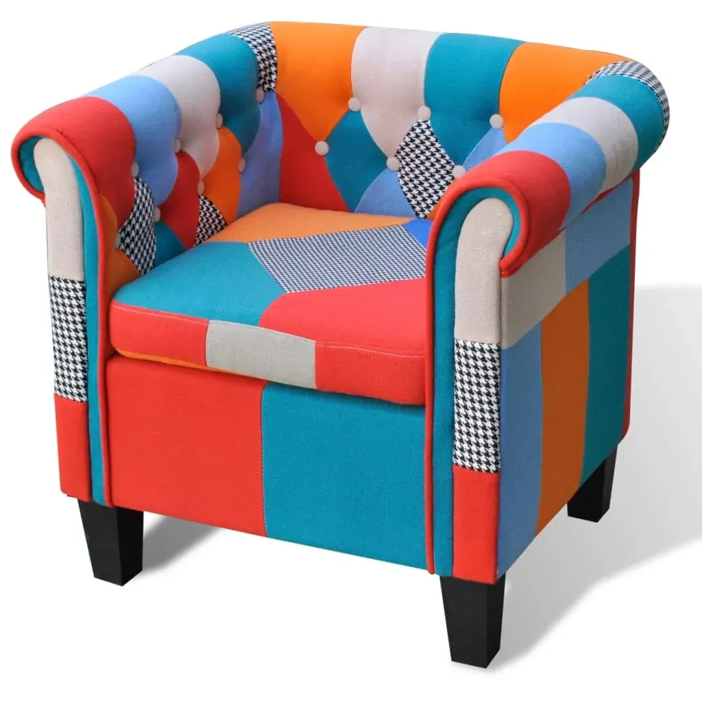 Armchair with Patchwork Design Fabric Armchair with Patchwork Design Fabric