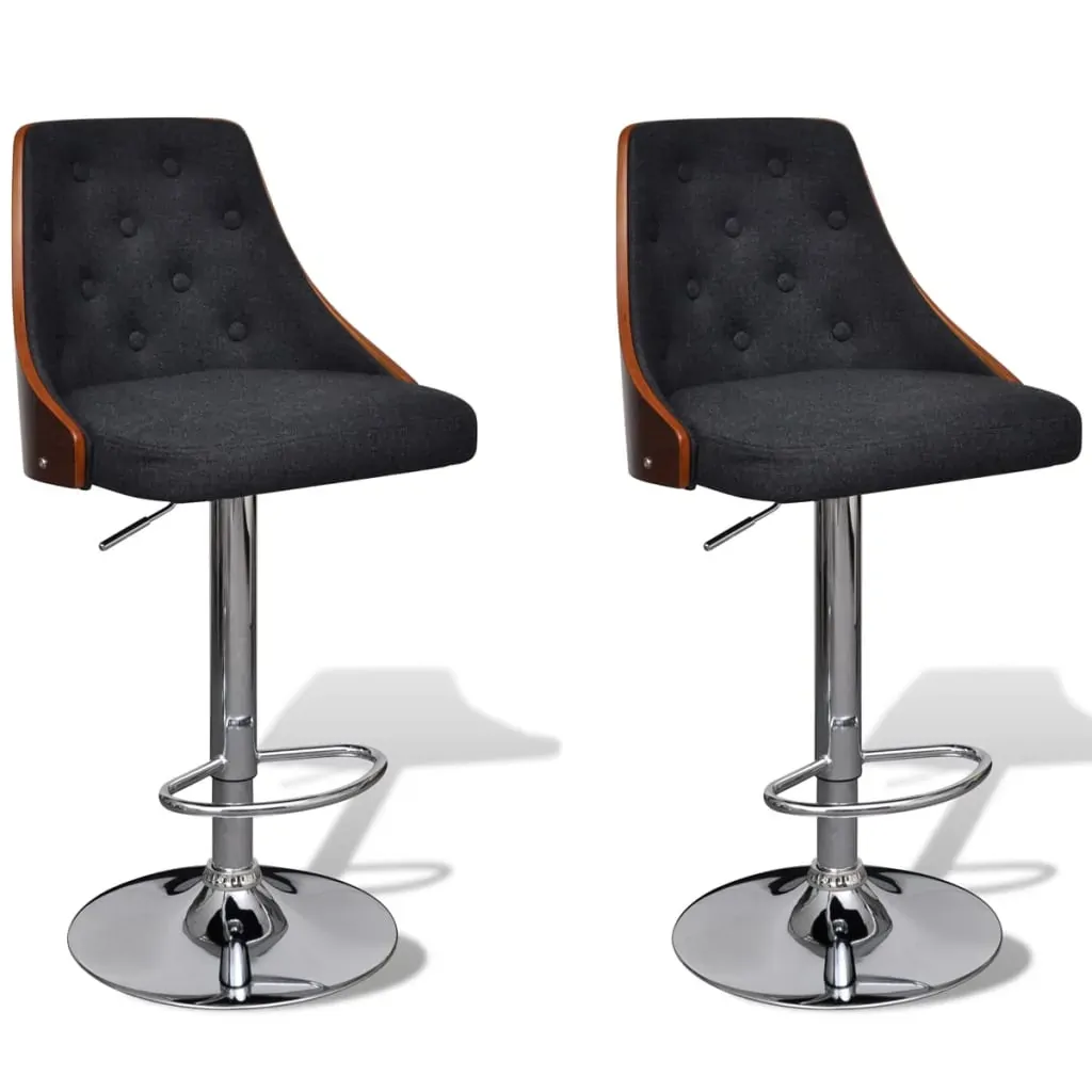 Bar Stools 2 pcs Bent Wood and Fabric Bar Stools 2 pcs Bent Wood and Fabric