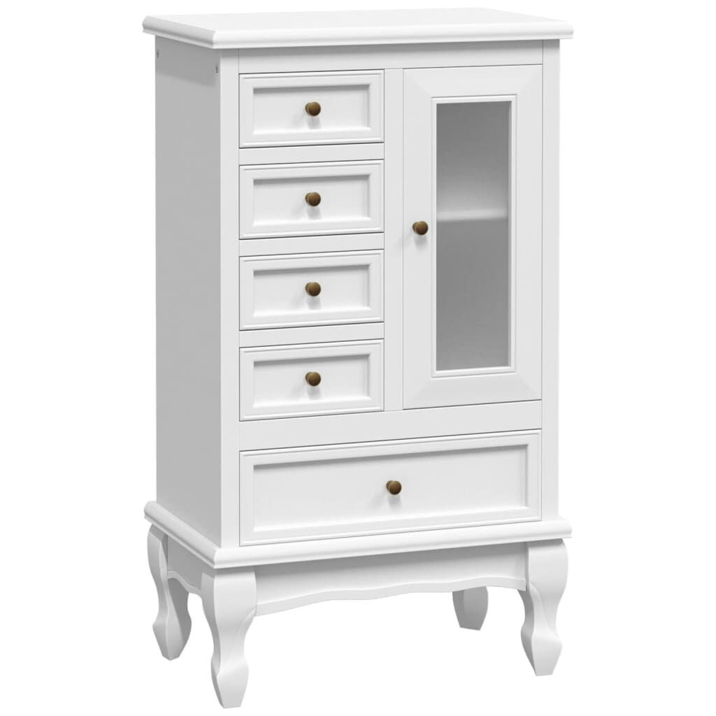Cabinet with 5 Drawers 2 Shelves White Cabinet with 5 Drawers 2 Shelves White