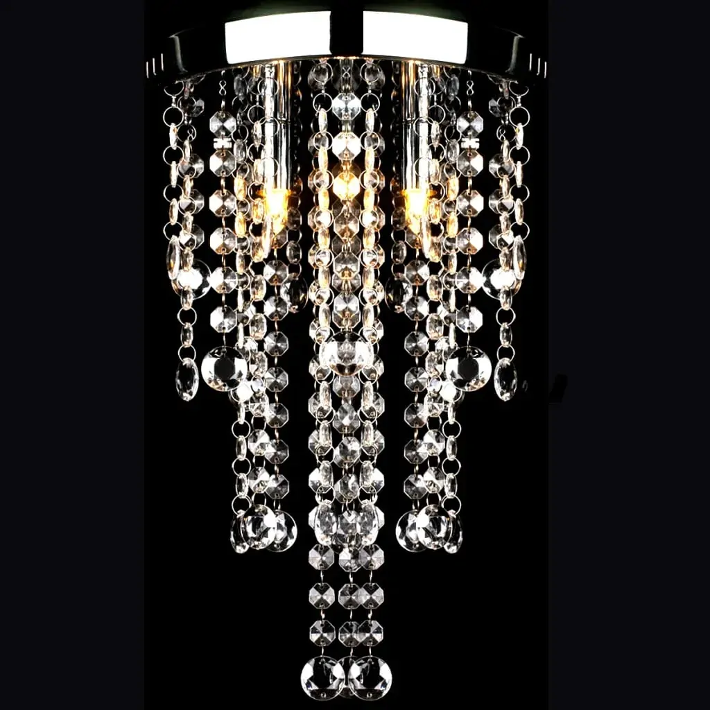 White Metal Ceiling Lamp with Crystal Beads White Metal Ceiling Lamp with Crystal Beads
