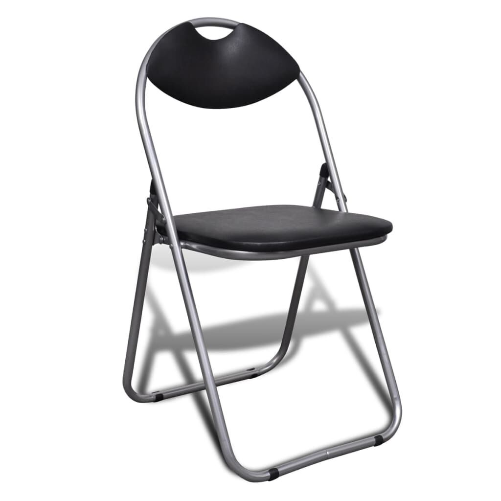 Folding Dining Chairs 6 pcs Black Faux Leather and Steel Folding Dining Chairs 6 pcs Black Faux Leather and Steel